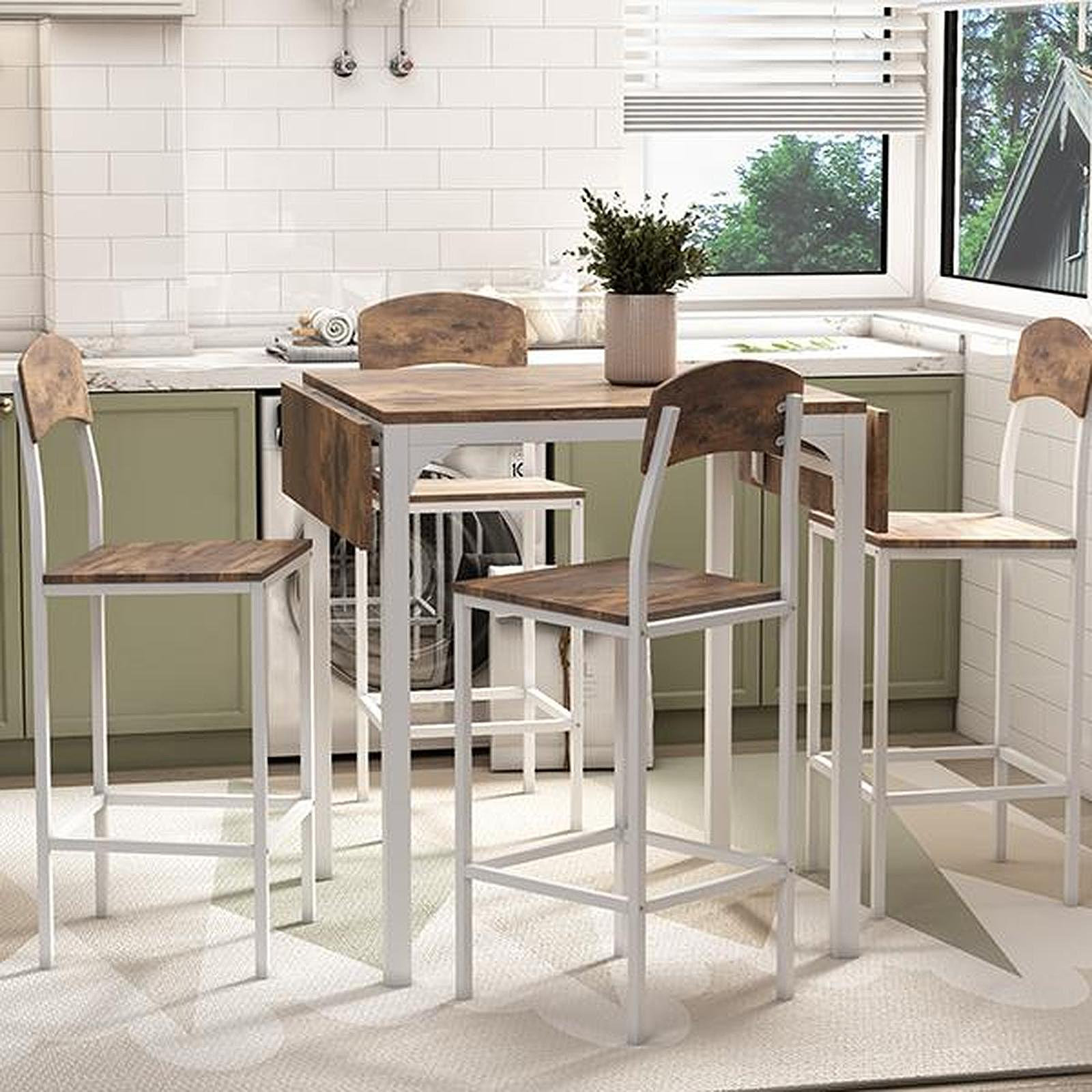 August Grove® Farmhouse 5-Piece Counter Height Drop Leaf Dining Table ...