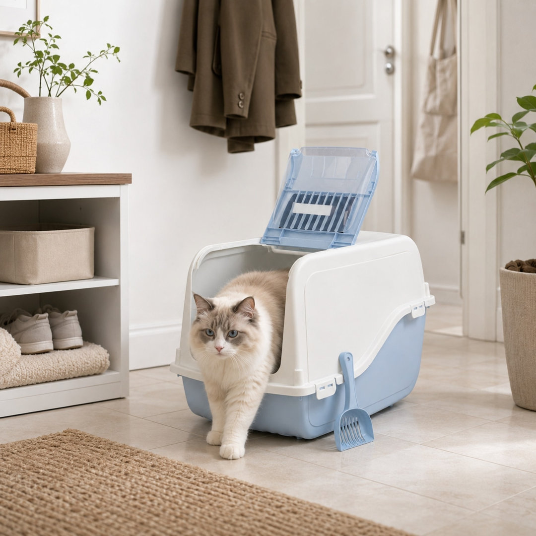 Hooded Cat Litter Tray - Charcoal Filter and Scoop