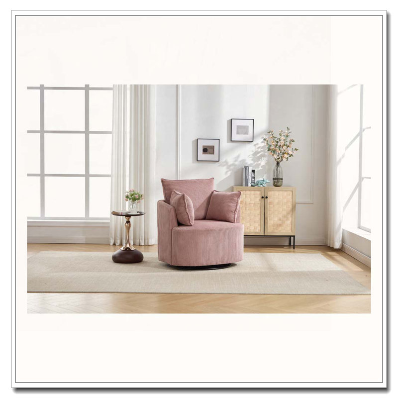 Chaise pivotante rembourrée en velours côtelé, Rose