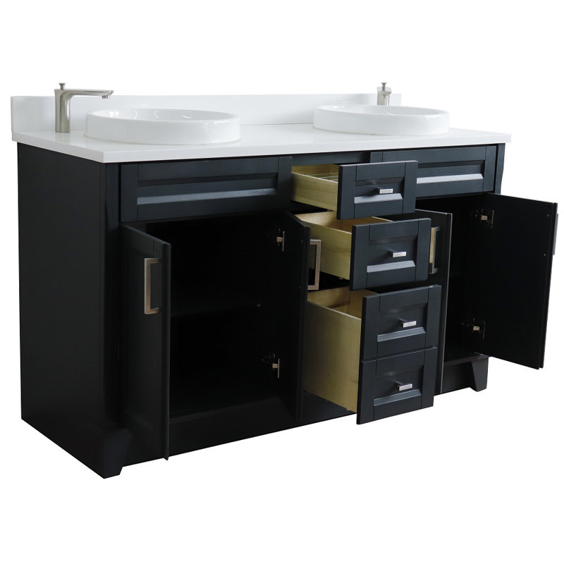 Moretti 61 " W Freestanding Standard Double Vanity Bathroom Vanity With Quartz Top