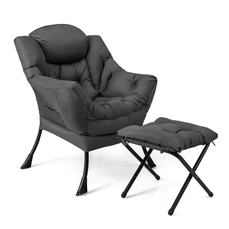 Upholstered Accent Chair, 96cm H x 80cm W x 76cm D, Grey Sherpa