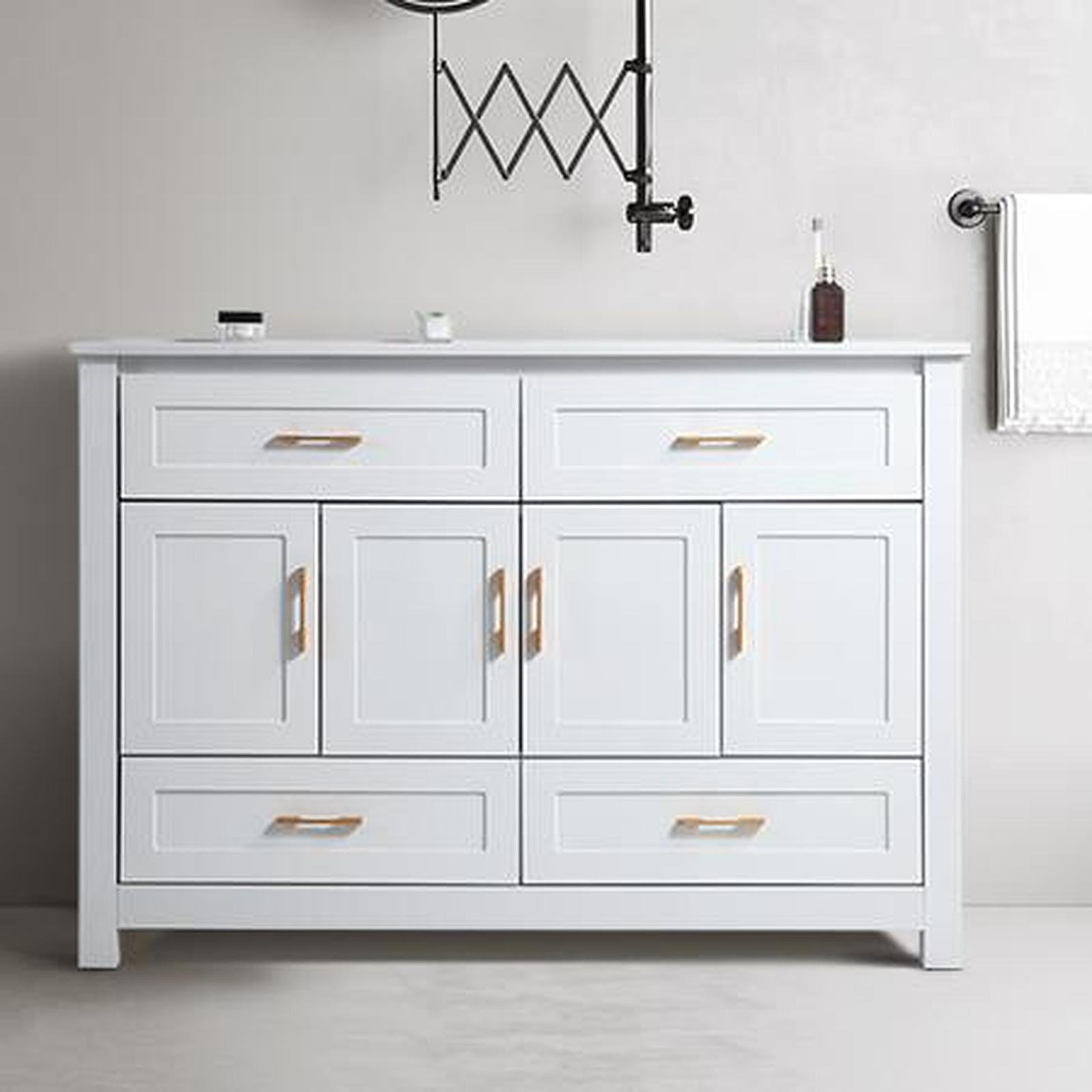 Photo inspiration: White Kitchen Cabinets With Soft Close Drawers Reference: Buthreing 48 White Bathroom Vanity With Ceramic Sink Combo Abundant