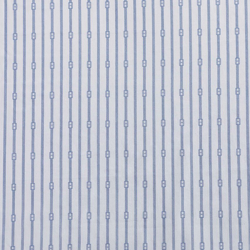 Tommy Hilfiger Printed Percale Cotton Sheet Set, Monogram Stripe Blue, Twin XL Sheet Set with 1 Pillowcase