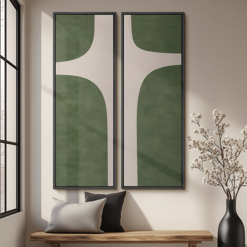 «Vintage Landscape Wall Art», ensemble de 2 toiles encadrées 20 x 60 pouces, Noir