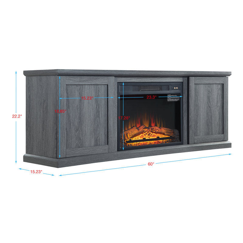 Franklin 60" Fireplace With 2 Doors In Grey