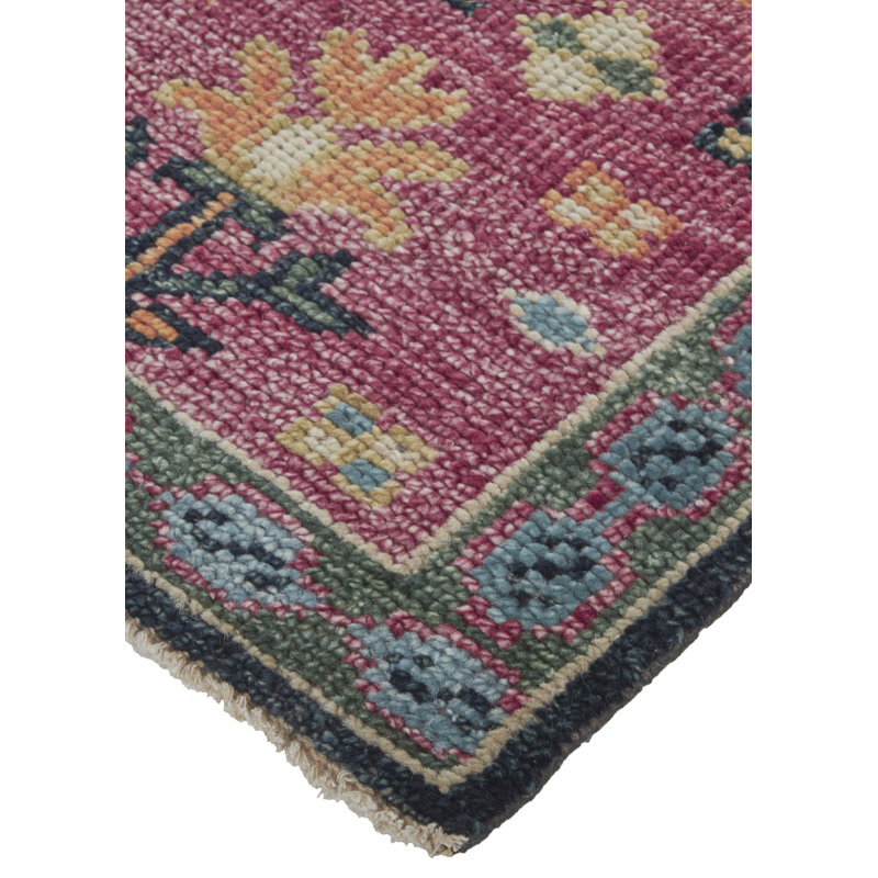 Piraj Wool Geometric Area Rug in Pink, Rectangle 2' x 3'