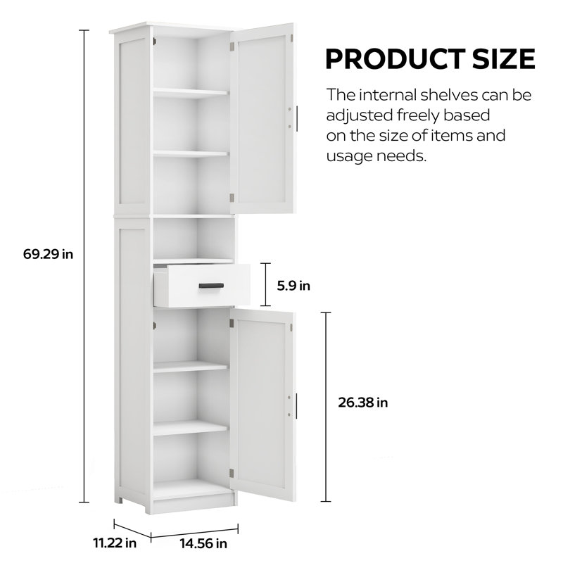 69.3" H Freestanding Cabinet Storage, White