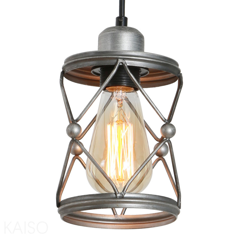 Luminaire suspendu industriel pour îlot de cuisine, mini luminaire suspendu cage rustique, luminaire suspendu de style campagnard avec gris argenté réglable pour la salle à manger, le couloir, le vestibule, la chambre à coucher