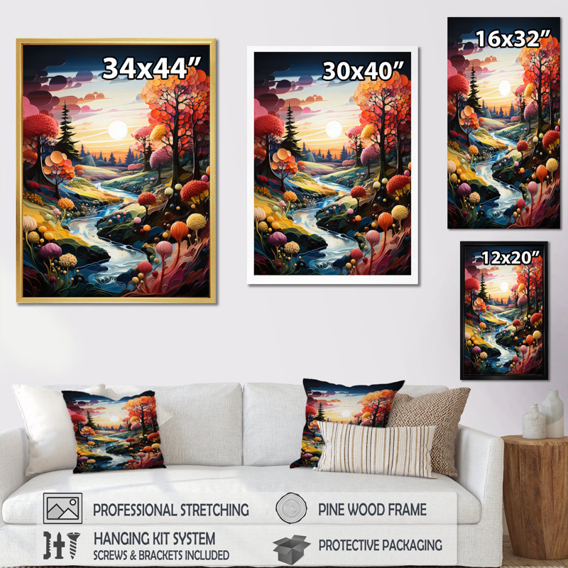 Fairway a Whimsical I - reproduction d'art sur toile, H 40 po x l 30 po x P 1,5 po, Cadre flottant doré