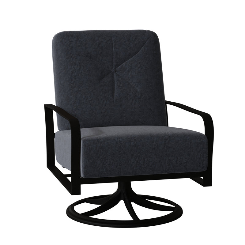 Fremont Outdoor Rocker Chair, Textured Black, Impact Vapor Gray Sunbrella®