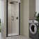 34 to 35-3/8 in. W x 72 in. H Semi-Frameless Pivot Shower Door in Matte Black