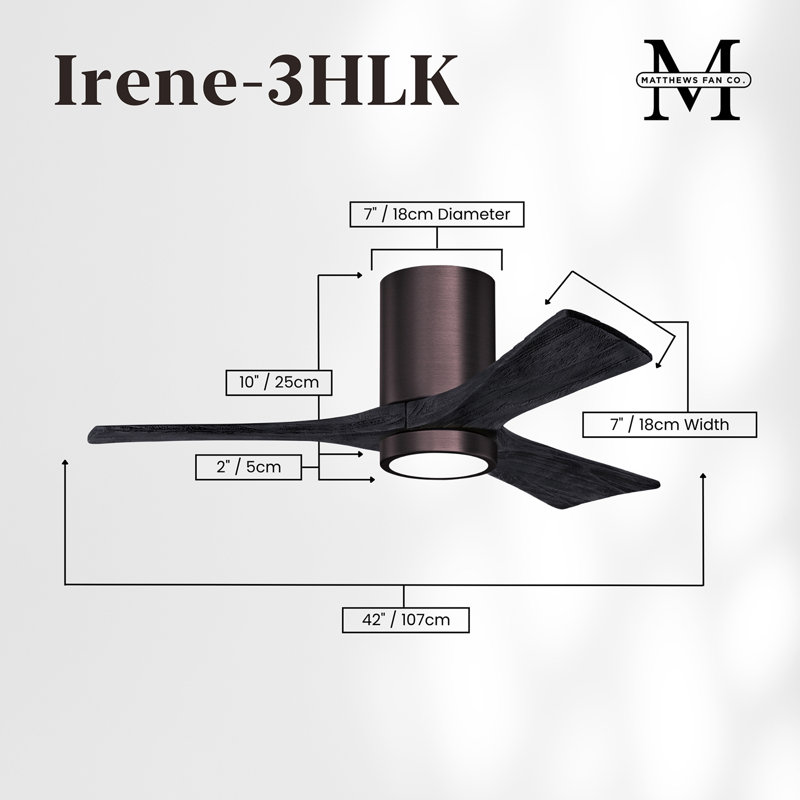 Irene LED Ceiling Fan, Matte Black, Brushed Bronze, 42"