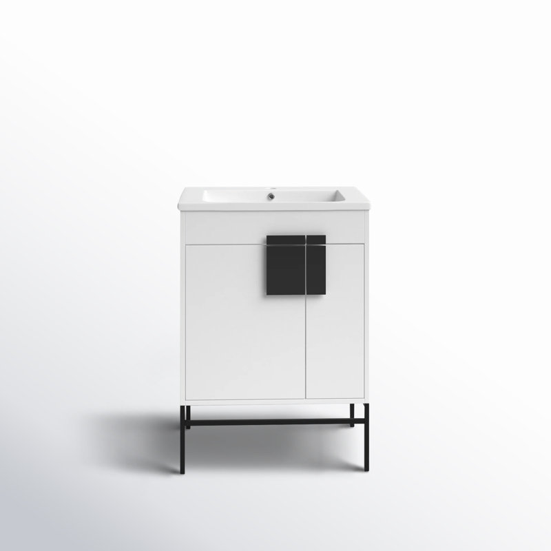 Ensemble de meuble-lavabo simple 24 po Maisie, Noir mat, Peint blanc mat