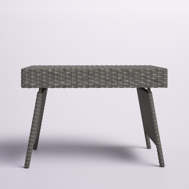 Aviraj Rectangular Wicker/Rattan Outdoor Folding Side Table, Gray