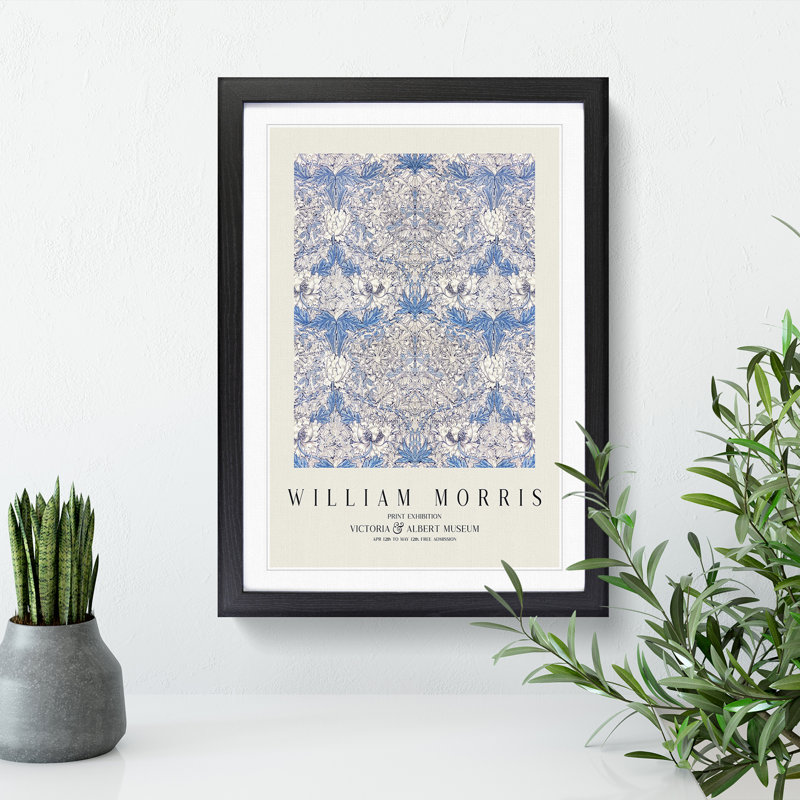 Honeysuckle Vol.1 by William Morris - Picture Frame Painting, 48cm H x 36cm W x 2cm D, Black Framed