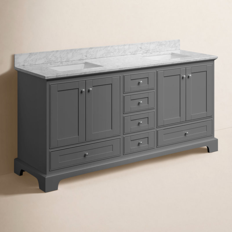 Audrey 72'' W Vanity, Sapphire Gray | Brushed Nickel