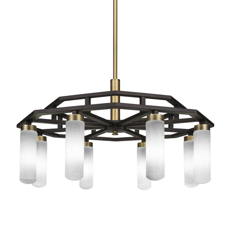 Salinda 8 Light Downlight Chandelier, Clear Bubble, Espresso/Brass
