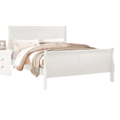 Grand lit de teinte blanche, style classique avec solution de rangement pour tiroir, quincaillerie en nickel brossé, sommier nécessaire pour le soutien, structure de cadre en bois de pin, mobilier de chambre contemporain