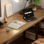 Bureau en fer massif en forme de L brun noyer + noir-144204327-144204321
