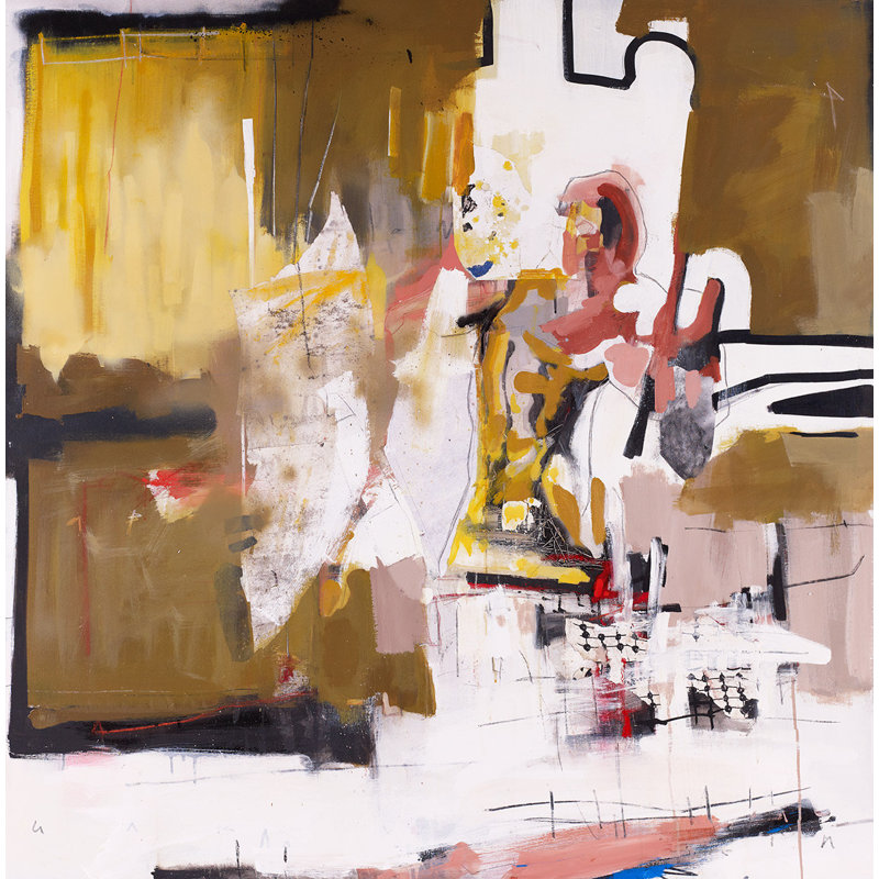Olive Unraveling Of The Seated Man Painting, 30" H x 30" W