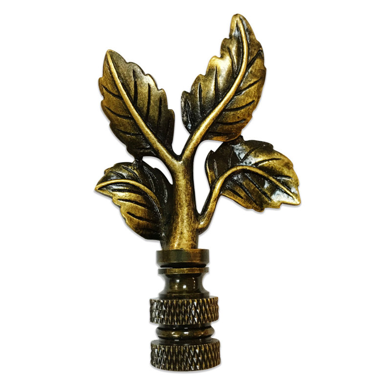 Faîteau de lampe de feuilles élégant, Laiton antique