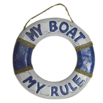 Signe mignon bouée de sauvetage à la main «My Boat My Rules Kisses»