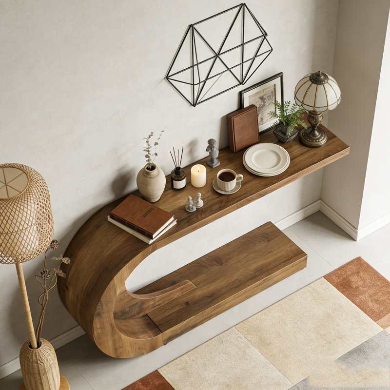 C-Shaped Modern Accent Table Hallway Table
