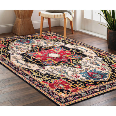 Tapis noir lavable antidérapant Lyanne