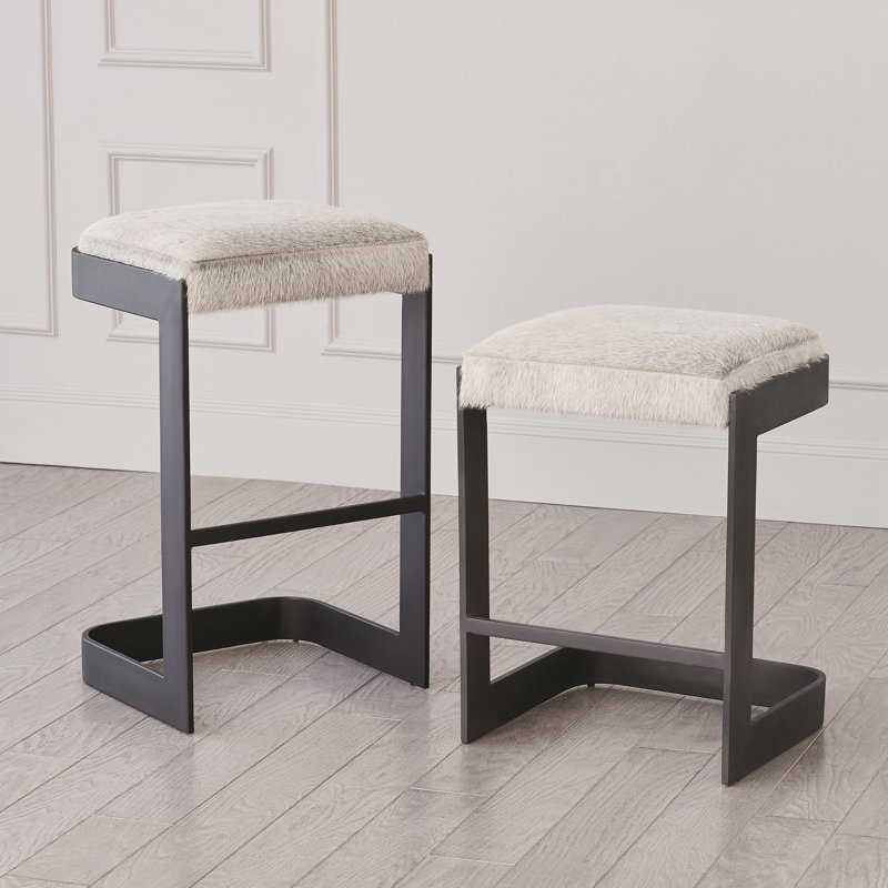 Upholstered Stool with Metal Frame