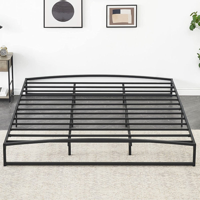 Très grande base de lit très grand - plateforme en métal robuste de 10 pouces, sommier, silencieux, aucun sommier requis, assemblage facile, antidérapant, noir
