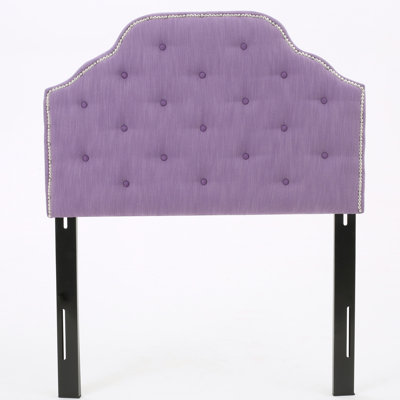 Twin Headboard In Fabric With Diamond Stitch And Adjustable Legs, Sized Sophisticated Design Nailhead Trim