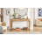 TREXM Rustic Console Table With Curved Corners For Safety, Entryway Table With 3 Concealed Drawers, Sturdy Sofa Table (Light Oak)