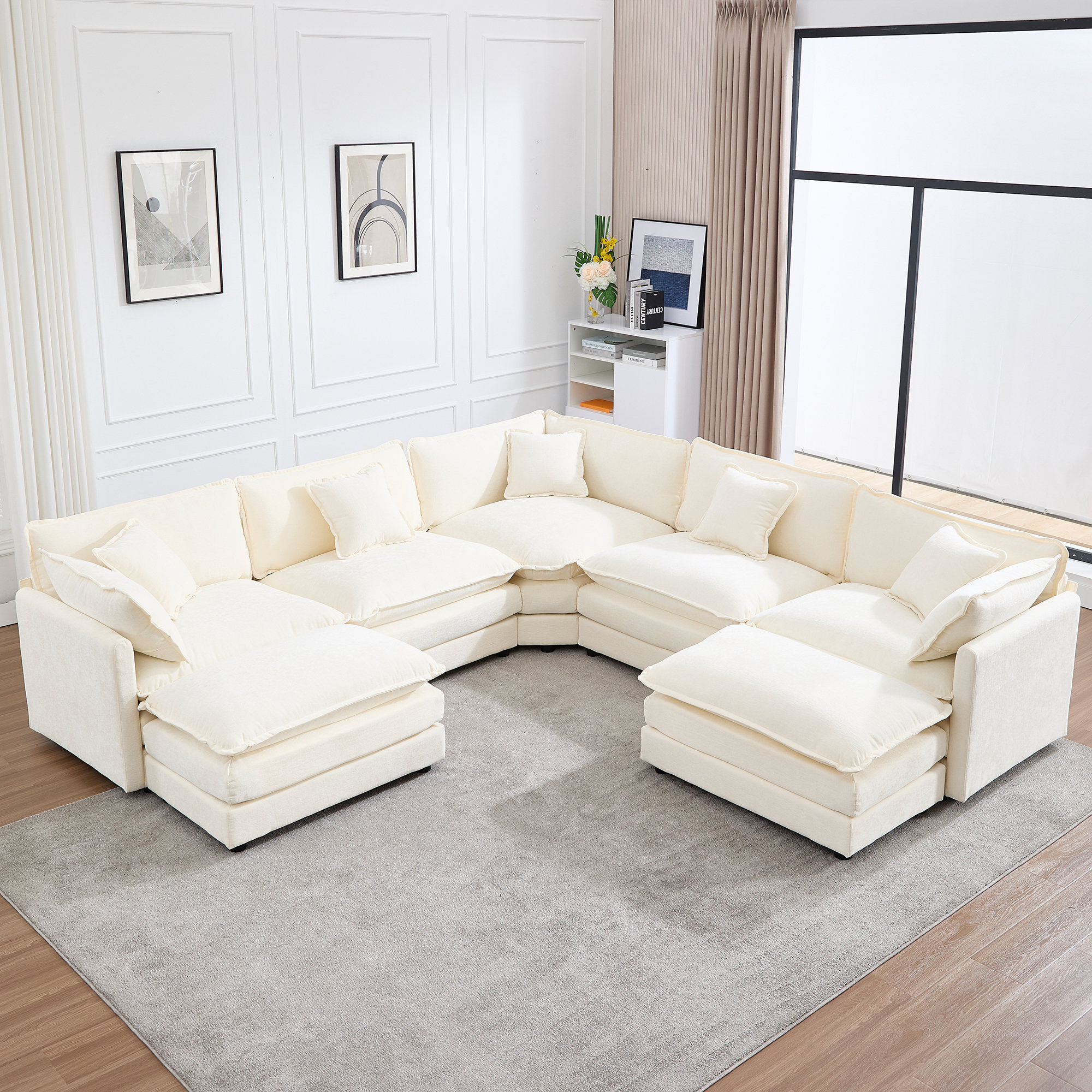 Latitude Run® U Shaped Corner Modular Sectional Reversible Sofa Couch ...