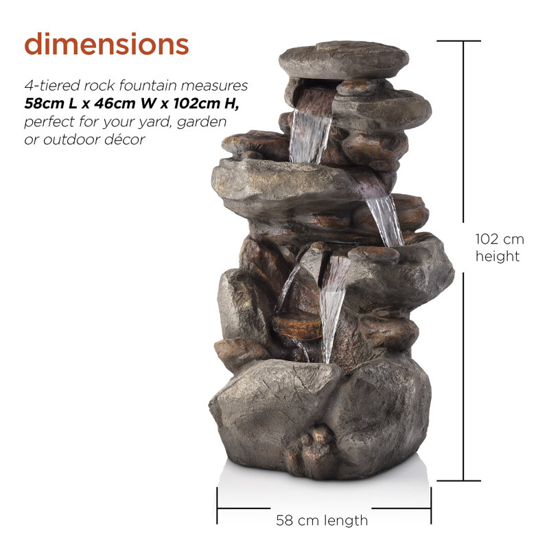 Hailey Weather Resistant Floor Fountain with Light