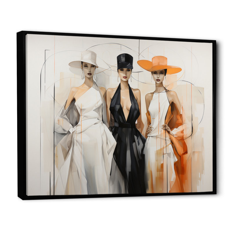 Silhouette géométrique Fashion I - impression, H 16 po x l 32 po x P 1 po, Cadre flottant noir