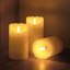 Flameless Flickering Candles with Remote, 3D Wick Real Wax Battery Operated White Pillar Candles with Timer Set of 3 for Home Wedding Party Christmas Decoration (D3” x H4”5”6”) White