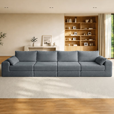 Sectional Sofa Couch Set,Modular 130"U Shaped Floor Living Room Sofa Set With 4 Pillows,DIY Combination Sofa Couch for living rooms, apartments,bedroo