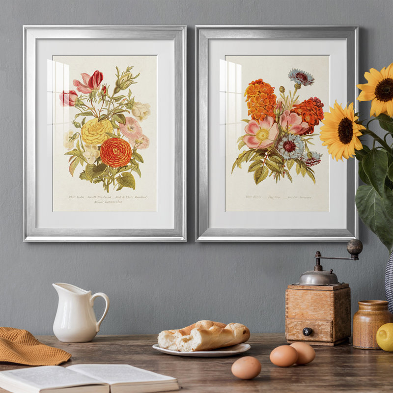 Antique Floral Bouquet I, reproduction encadrée de qualité supérieure - prête à être accrochée, H 24,5 po x l 37 po x P 1 po