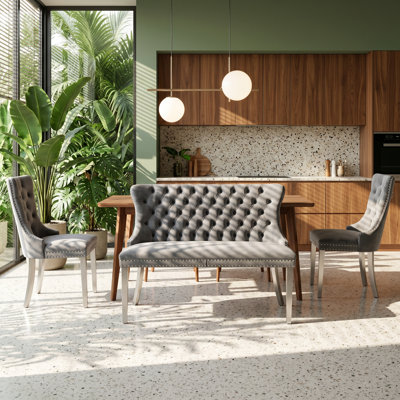 Banc de salle à manger à velours capitonné à 2 tiroirs l 22,7 po x P 45,6 po x H 35,2 po SW