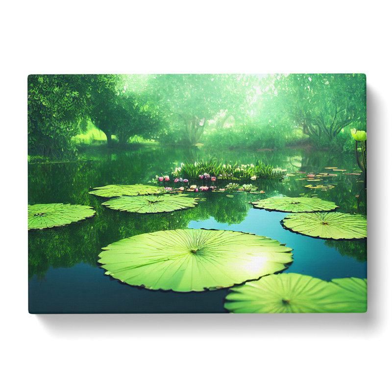 Blissful Water Lily Pond - Wrapped Canvas, 35cm H x 50cm W x 3cm D