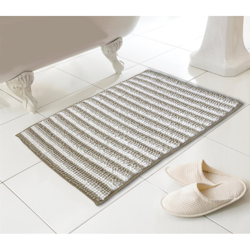 Bath Mat, Beige Striped