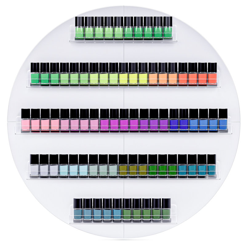 Support à 5 niveaux pour vernis à ongles mural avec séparateurs en acrylique, Blanc