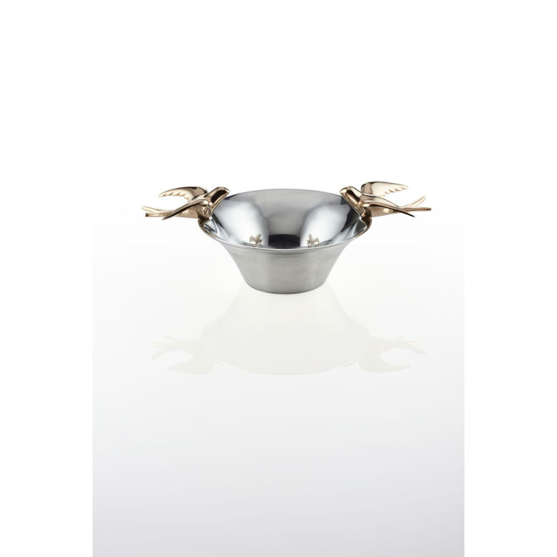 Dove Metal Abstract Sleek Decorative Bowl in Silver/Gold