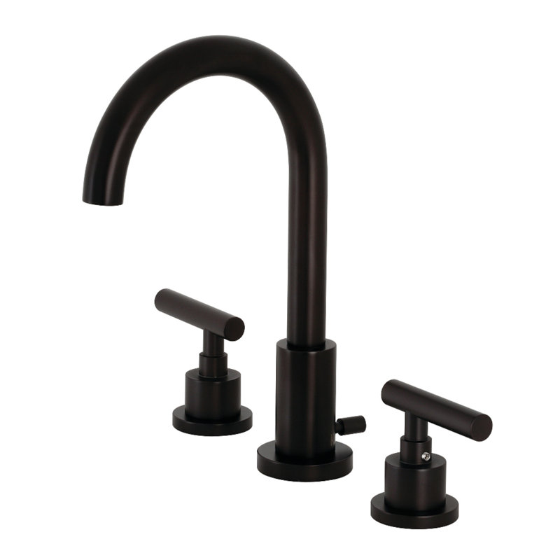 Kingston Brass Manhattan Two-Handle 3-Hole Deck Mount Widespread Bathroom Faucet with Brass Pop-Up Drain, Oil Rubbed Bronze