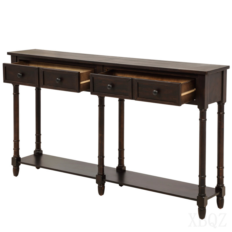 Console à canapé avec deux tiroirs de rangement et une tablette inférieure pour le salon et le vestibule (espresso)