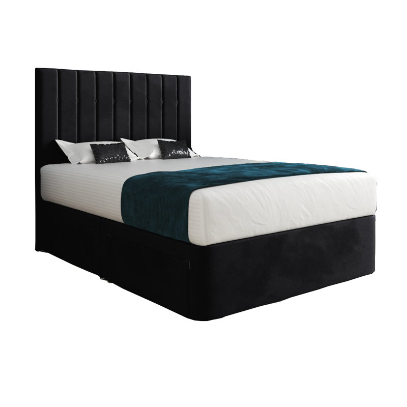 Anastasiya Upholstered Bed, Black, Single (3')