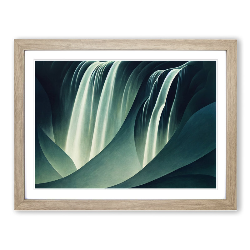 Shimmering Waterfall - Framed Print, 25cm H x 34cm W x 2cm D, Oak