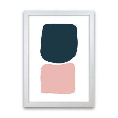Pink And Navy Abstract Stones 2 by Pixy Paper - Print