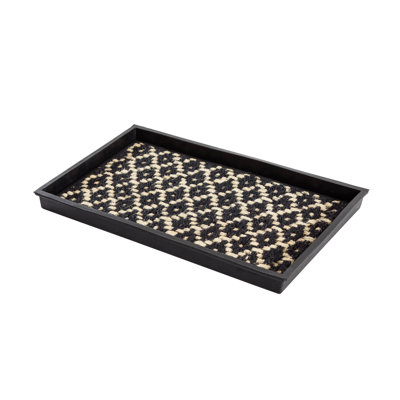 Eco-Friendly 14" x 34" Tan Cross Embossed Heavy-Duty Rubber Boot Tray with Raised Edge for Muddy Shoes, Garden Tools & Pet Supplies — Indoor/Outdoor