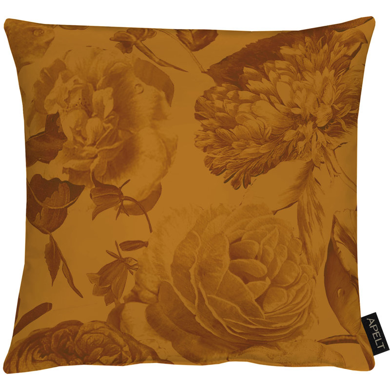 Floral Square Cushion, Rust, 39cm H x 39cm W x 5cm D